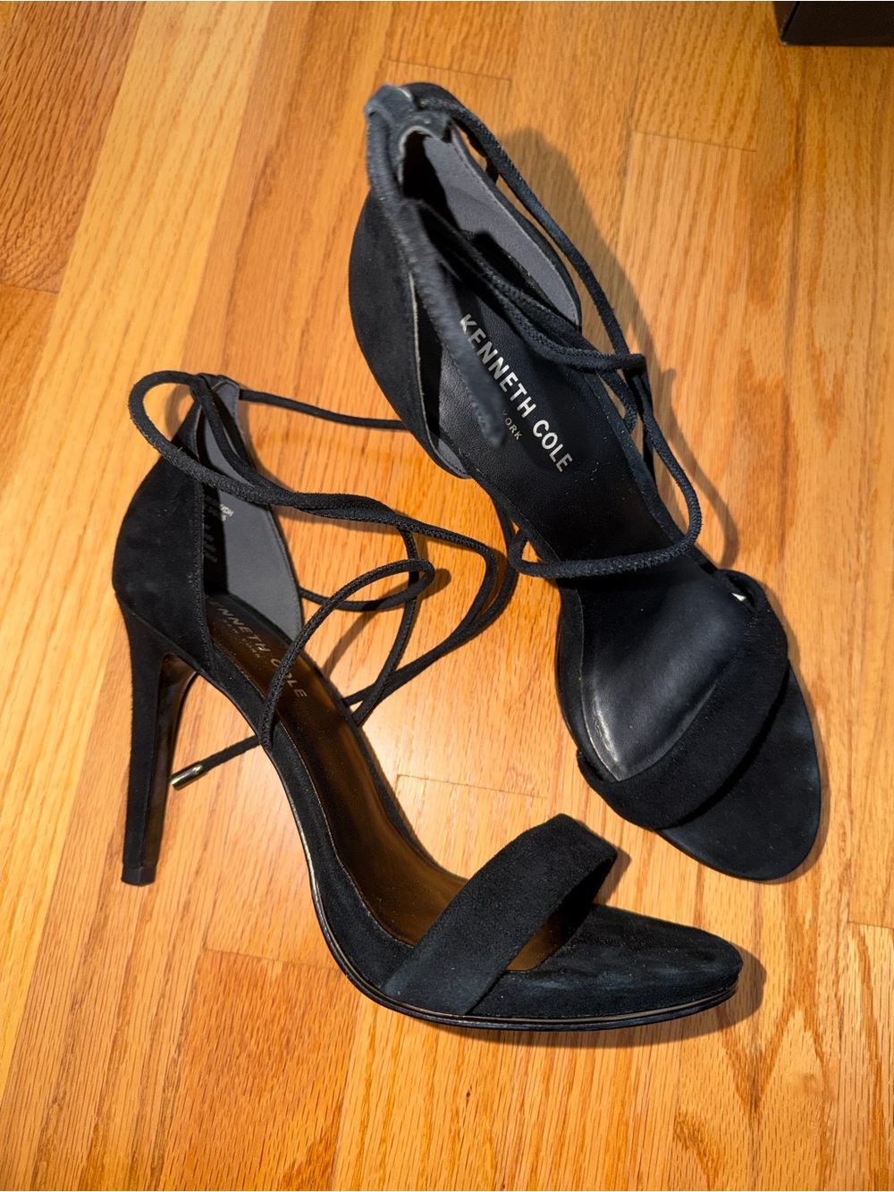Kenneth Cole Black Lace-Up Suede Stiletto Heels
